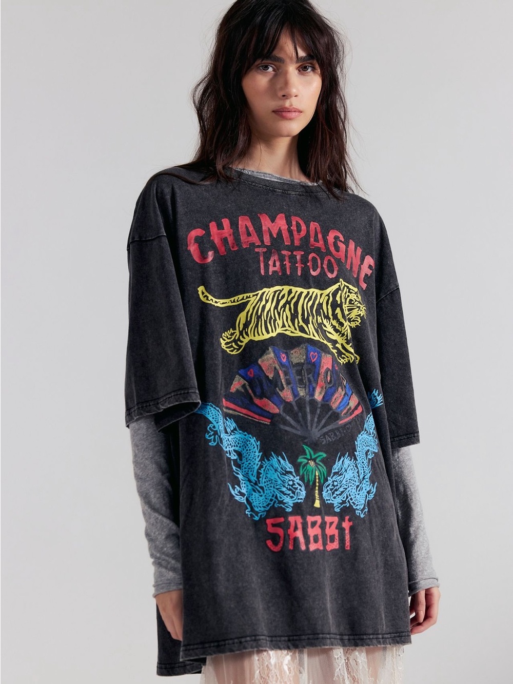 NWTS Sabbi Champagne Tattoo Shirt Size Small.